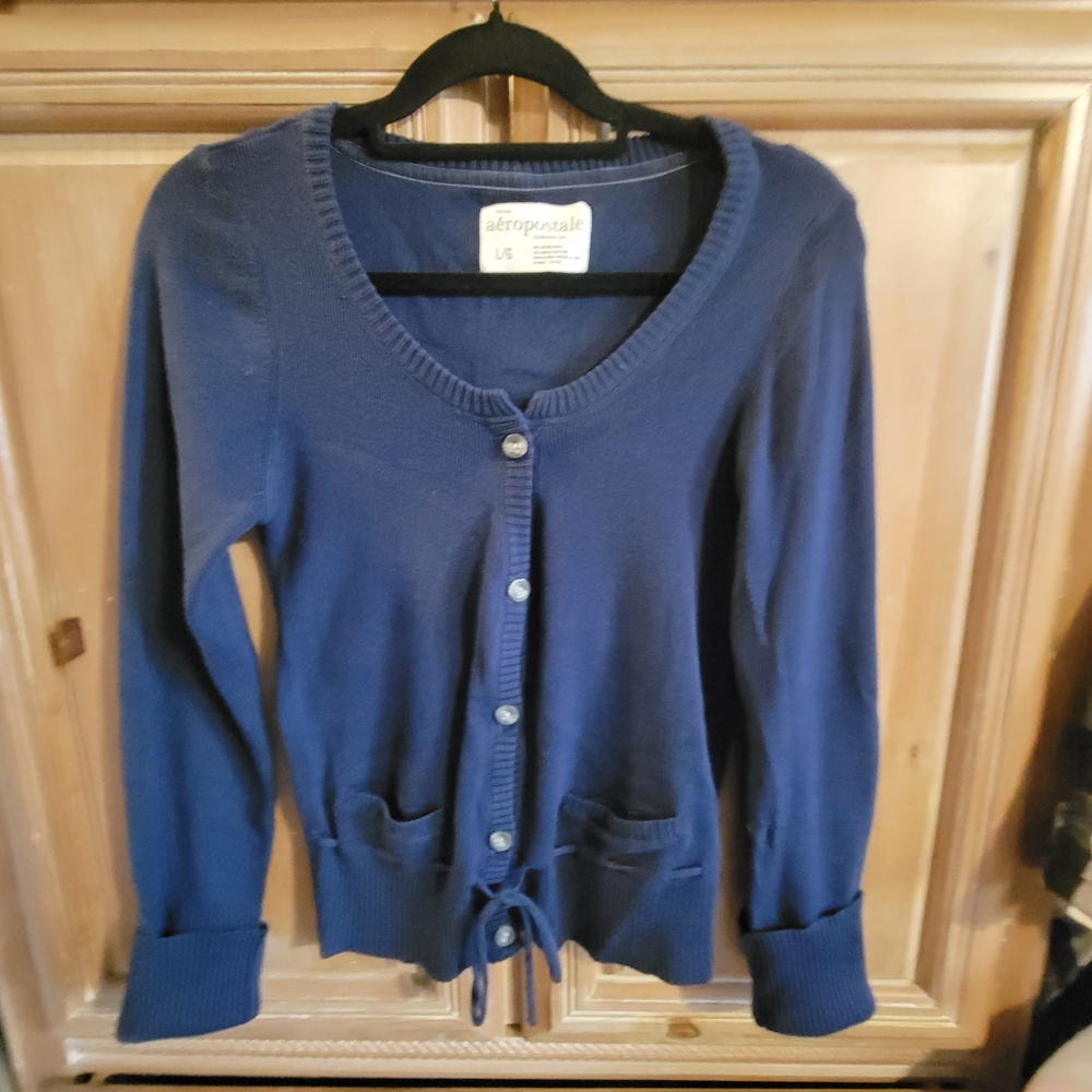 Aeropostale Blue Knit Cardigan Sweater